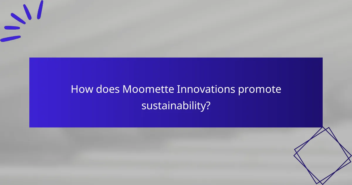 How does Moomette Innovations promote sustainability?