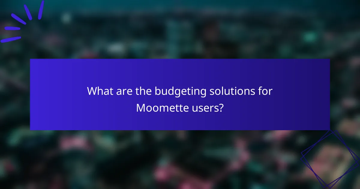 What are the budgeting solutions for Moomette users?